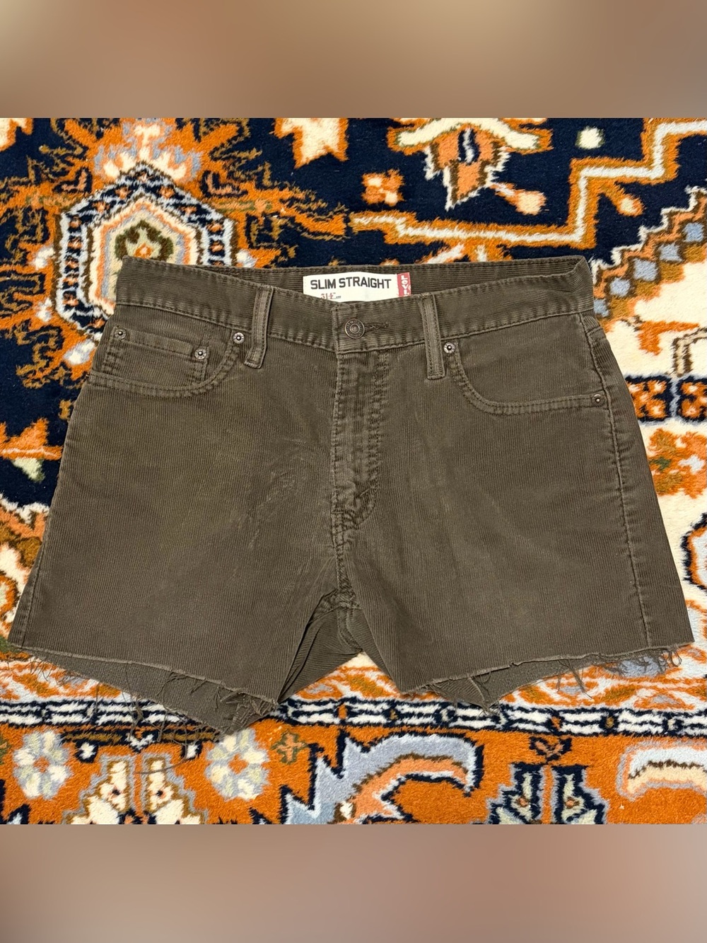 Slim Straight Brown Cutoff Shorts